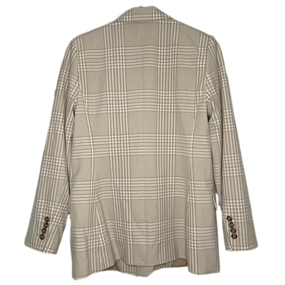 Halogen Single Button Neutral Plaid Blazer 8 NWT Tailored Notched Collar - Picture 8 of 13